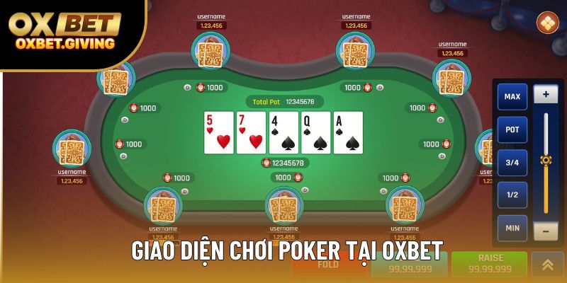 Giao diện chơi Poker tại OXBET Giao diện chơi Poker tại OXBET